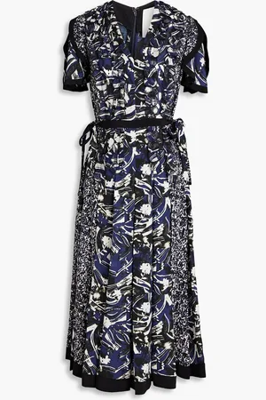 3.1 Phillip Lim Midikleid aus Seiden-Seersucker mit Print und Falten - Blau - US 0