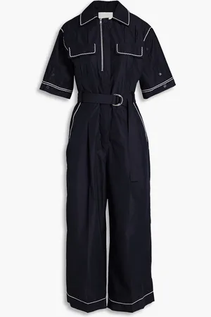 3.1 Phillip Lim Jumpsuit aus Popeline aus einer Baumwollmischung mit Falten - Blau - US 0