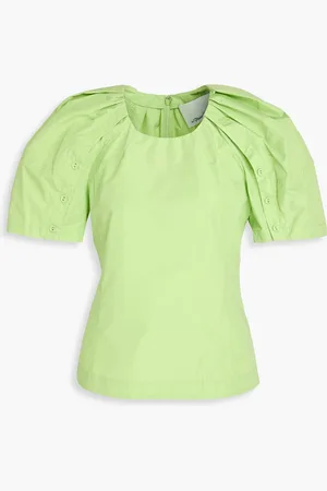 3.1 Phillip Lim Gerafftes Oberteil aus Popeline aus einer Baumwollmischung - Grün - US 4