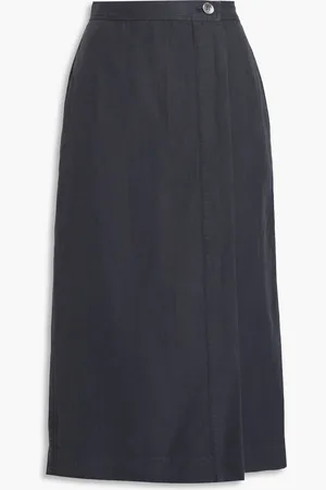 ALEX MILL Agnes Midi-Wickelrock aus Twill einer Leinen-Baumwoll-Lyocellmischung - Grau - XS