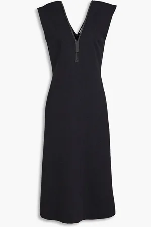 Brunello Cucinelli Midikleid aus Jersey aus einer Baumwollmischung mit Zierperlen - Grau - M