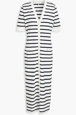 Frame Gestreiftes Midikleid aus Baumwoll-Jersey - Blau - XS