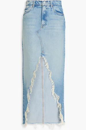 Mother Midirock aus Denim in Distressed-Optik - Blau - 27