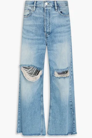 Frame Le Low Baggy tief sitzende Jeans mit weitem Bein in Distressed-Optik - Blau - 28