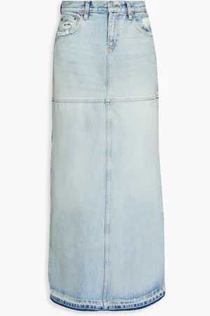 RE/DONE Maxirock aus Denim in Distressed-Optik - Blau - 23