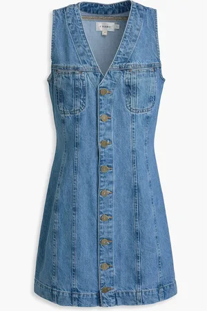 Frame Gerafftes Midikleid aus Baumwoll-Jersey - Blau - US 12