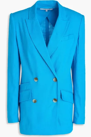Diane von Furstenberg Madison doppelreihiger Blazer aus Webstoff mit Flammgarneffekt - Blau - US 2