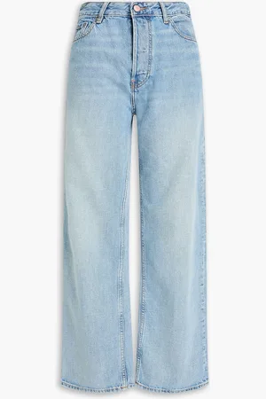 Ganni Hoch sitzende Jeans mit geradem Bein in ausgewaschener Optik - Blau - 26W/ 34L