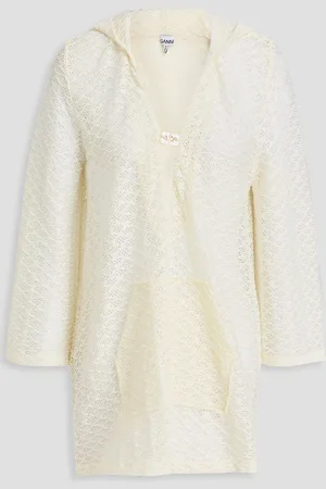 Ganni Hoodie aus Stretch-Spitze mit Verzierung - Weiß - DE 32