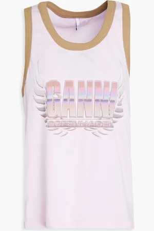 Ganni Tanktop aus Baumwoll-Jersey mit Logoprint - Pink - L