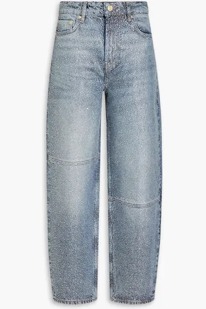 Ganni Hoch sitzende Karottenjeans mit Kristallverzierung - Blau - 32