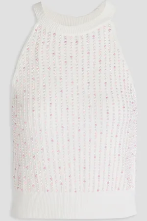 Sandro Cropped Tanktop aus Rippstrick mit Kunstperlen - - 2