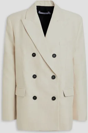 IRO Clea doppelreihiger Blazer aus Gabardine aus einer Baumwoll-Leinenmischung - Weiß - FR 34