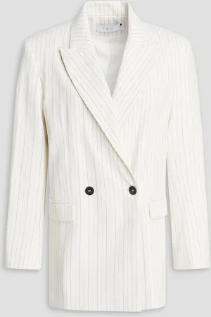 IRO Doppelreihiger Blazer aus einer Baumwollmischung mit Nadelstreifen - Weiß - FR 36