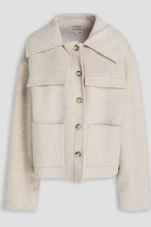 Loulou Studio Cilla Jacke aus gebürstetem Filz aus einer Woll-Kaschmirmischung - Neutral - L