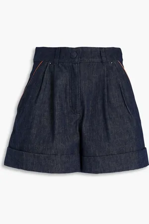 Giorgio Armani Jeansshorts mit Lederbesatz - Blau - IT 42