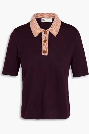 Tory Burch Poloshirt aus Merinowolle - Lila - S