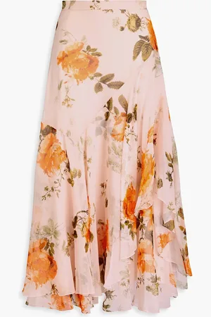 Erdem Midirock aus Seidenchiffon mit floralem Print - Pink - UK 8