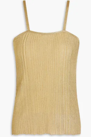 GENTRYPORTOFINO Geripptes Top aus Lamé aus einer Baumwollmischung - Metallic - IT 40
