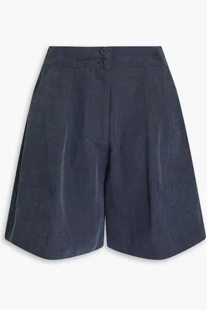 GENTRYPORTOFINO Shorts aus einer vorgewaschenen Baumwoll-Leinenmischung - Blau - IT 42