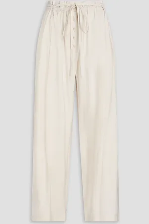 A.Emery Macie Hose mit weitem Bein aus Twill aus einer Baumwollmischung mit Gürtel - Weiß - UK 16