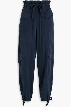 Ganni Cargohose aus vorgewaschenem Satin aus einer ECOVERO™-Cupromischung - Blau - DE 40