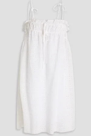 Ganni Strandkleid aus Baumwolle mit Lochstickerei und Rüschen - - DE 38