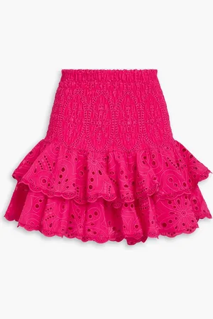 CHARO RUIZ IBIZA Noa gestufter Minirock aus einer Baumwollmischung mit Lochstickerei - Pink - XS