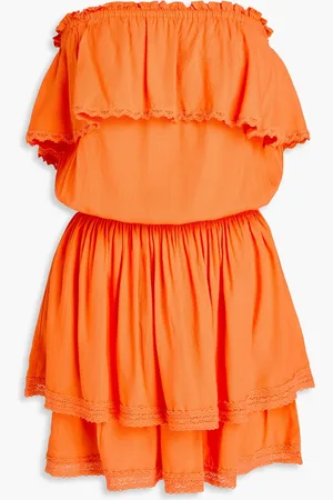 Melissa Odabash Salma trägerloses Minikleid aus Voile mit Rüschen - - L