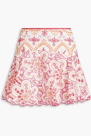 CHARO RUIZ IBIZA Saria ausgestellter Minirock aus einer Baumwollmischung mit Lochstickerei - Pink - S