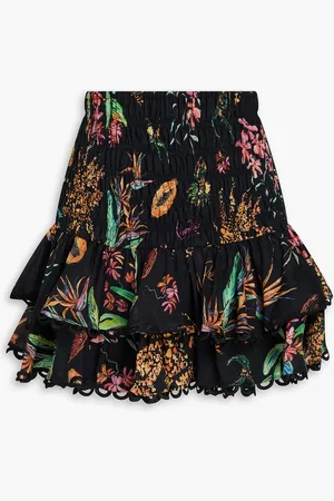CHARO RUIZ IBIZA Gestufter Minirock aus Baumwoll-Voile mit Print - - XS