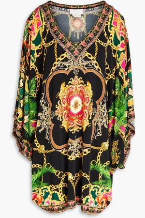Camilla Bedruckter Kaftan aus Stretch-Jersey mit Kristallverzierung - - XXXL/4XL