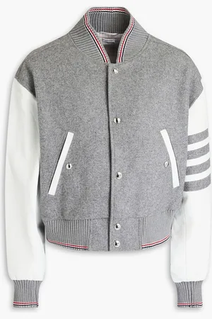 Thom Browne Bomberjacke aus Wollfilz mit Ledereinsatz - - 2