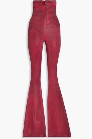 Rick Owens Hoch sitzende gewachste Schlagjeans - Rot - IT 38