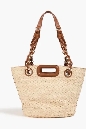 Maje Tote Bag aus Stroh mit Lederbesatz - Neutral - OneSize