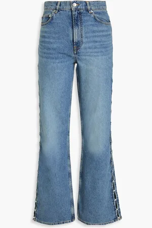 Maje Hoch sitzende Jeans mit geradem Bein und Cut-outs - Blau - FR 34
