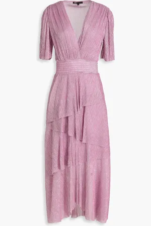 Maje Midikleid aus plissiertem Tüll in Metallic-Optik - Lila - FR 40