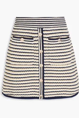 Maje Gestreifter Minirock aus Metallic-Strick - Blau - FR 42