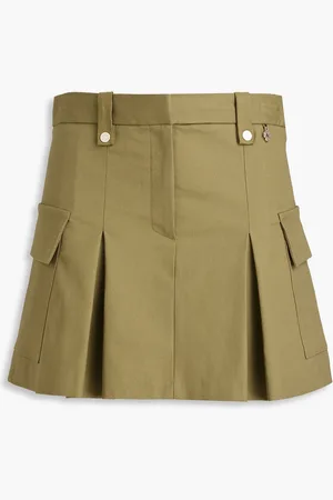 Maje Minirock aus Twill aus einer Baumwollmischung mit Falten - Grün - FR 36