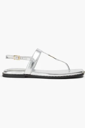Maje Slingback-Sandalen aus Metallic-Leder mit Verzierung - Metallic - EU 36