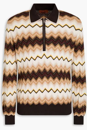 Missoni Pullover aus Häkelstrick aus einer Baumwoll-Wollmischung mit Polokragen - Braun - IT 46