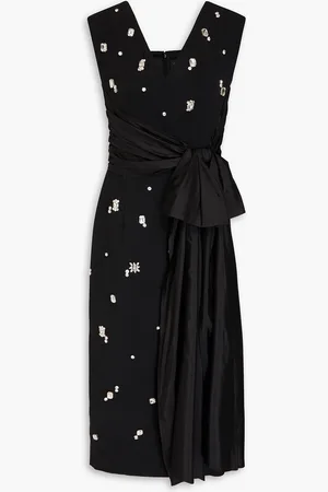 HUISHAN ZHANG Kinsley Midikleid aus Crêpe mit Kristallverzierung - - UK 14