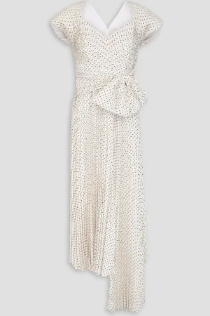 HUISHAN ZHANG Tabitha asymmetrische Midikleid aus Crêpe de Chine mit Polka-Dots - Weiß - UK 16