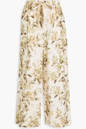 ZIMMERMANN Cargohose aus Leinen mit floralem Print - Grün - 2