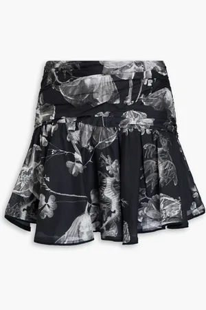 CHARO RUIZ IBIZA Ligey Minirock aus Voile aus einer Baumwollmischung mit floralem Print und Rüschen - - S