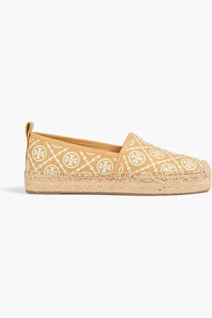 Tory Burch Espadrilles aus Leder mit Logoprint - Gelb - US 7.5