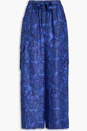 ZIMMERMANN Cargohose aus Habotai-Seide mit Paisley-Print - Blau - 0