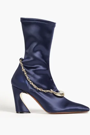 ZIMMERMANN Ankle Boots aus Satin mit Kettendetail - Blau - EU 40