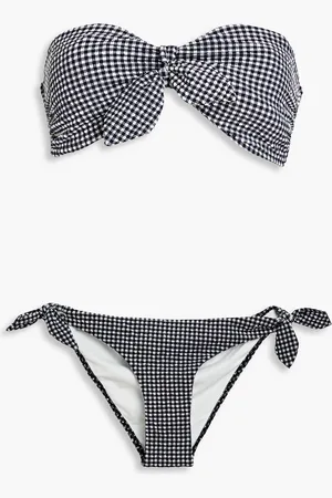ZIMMERMANN Bandeau-Bikini aus Seersucker mit Gingham-Karo und Knotendetail - - 0