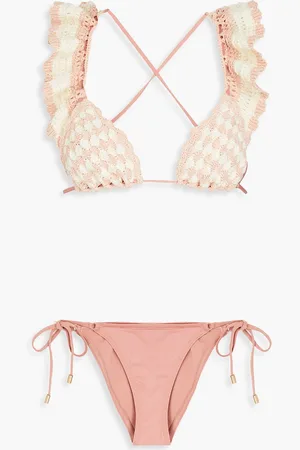 ZIMMERMANN Häkelbikini mit Rüschen - Pink - 3